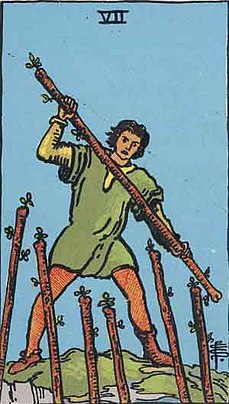 완드 7 (SEVEN OF WANDS) 타로 카드
