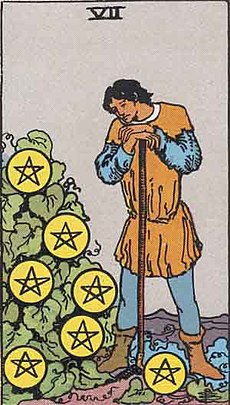 펜타클 7 (SEVEN OF PENTACLES) 타로 카드