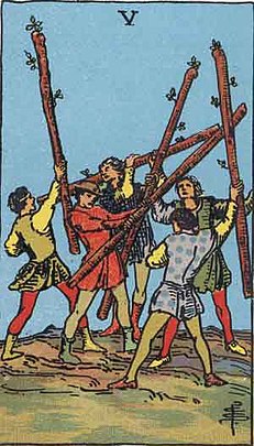 완드 5 (FIVE OF WANDS) 타로 카드
