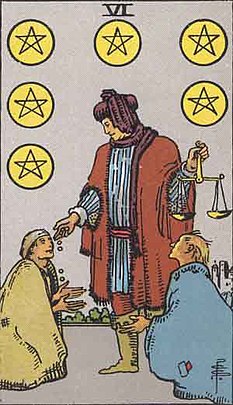 펜타클 6 (SIX OF PENTACLES) 타로 카드