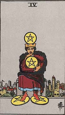 펜타클 4 (FOUR OF PENTACLES) 타로 카드